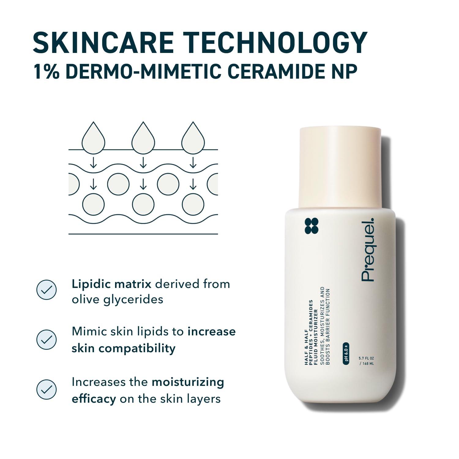 image:imagePrequel Skin Half and Half Fluid Moisturizer Face Cream Lightweight Ceramide Peptide Lotion for All Skin Types including Dry and Sensitive Hydrating Facial Cream for Women and Men57 Fl Oz Pack of 2