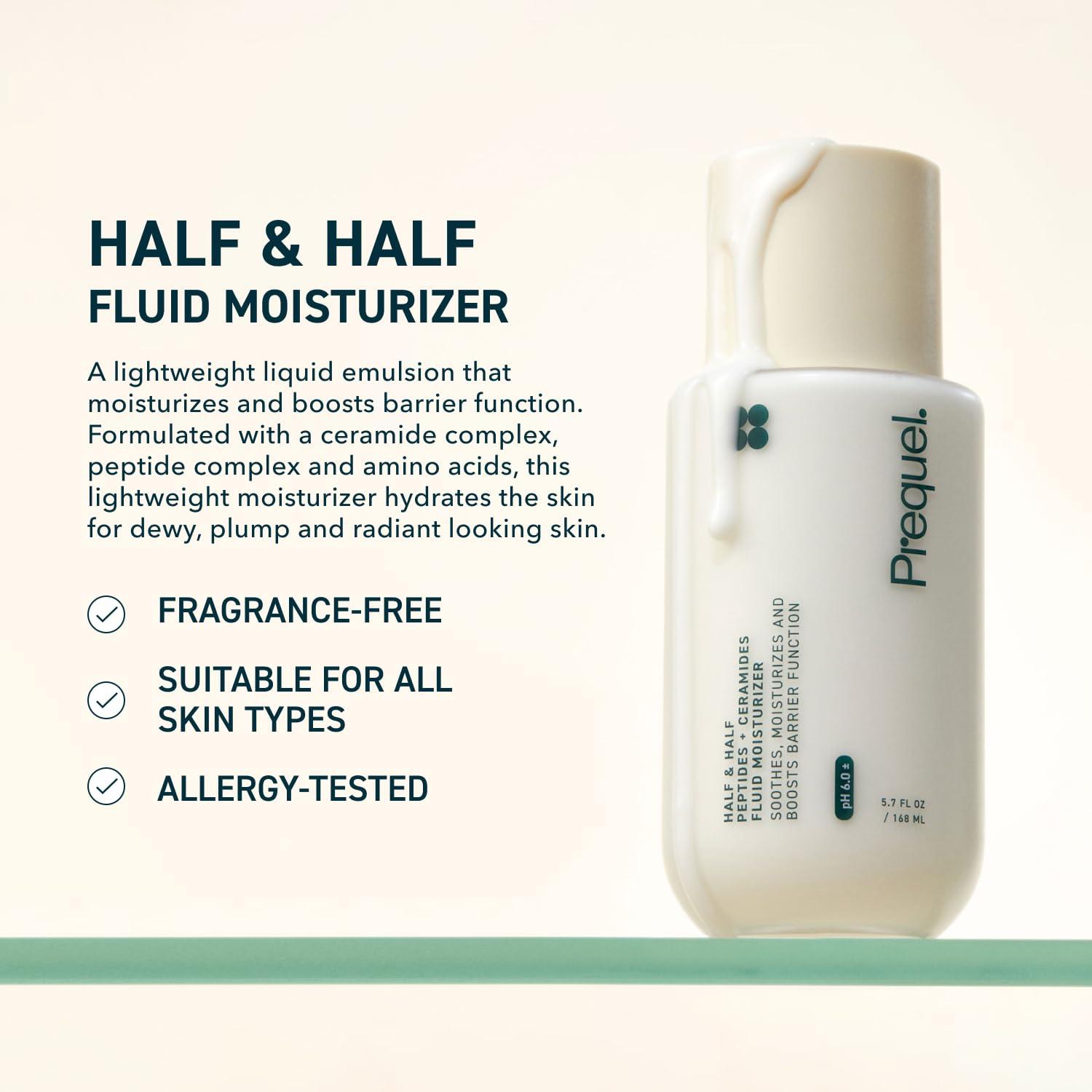 image:imagePrequel Skin Half and Half Fluid Moisturizer Face Cream Lightweight Ceramide Peptide Lotion for All Skin Types including Dry and Sensitive Hydrating Facial Cream for Women and Men57 Fl Oz Pack of 1