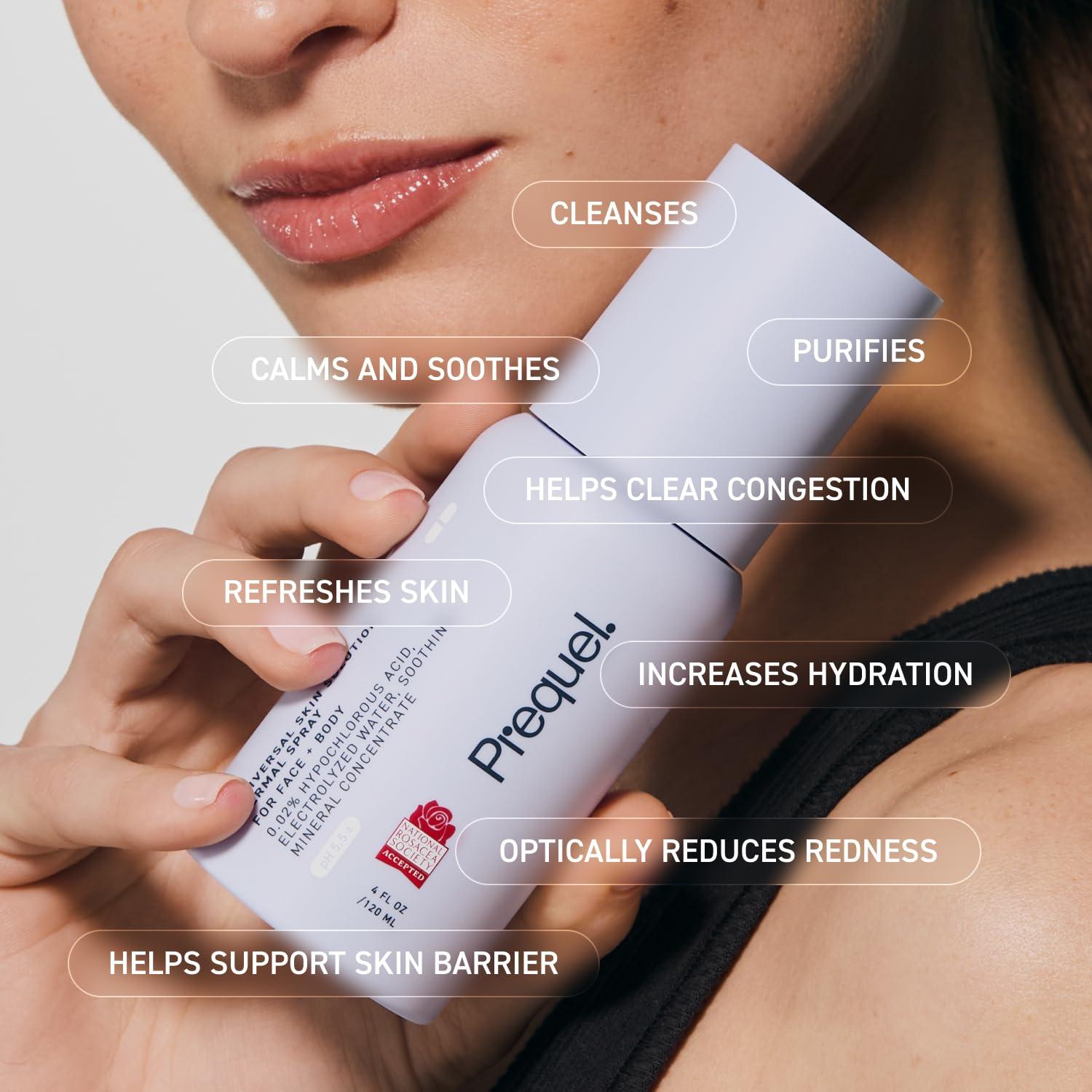 image:imagePrequel Skin Universal Skin Solution Hypochlorous Acid Spray for Face and Body Fine Mist HOCL Facial Cleanser and Dermal Spray with Minerals amp Electrolyzed Water pHStabilized Care 4ozRegula