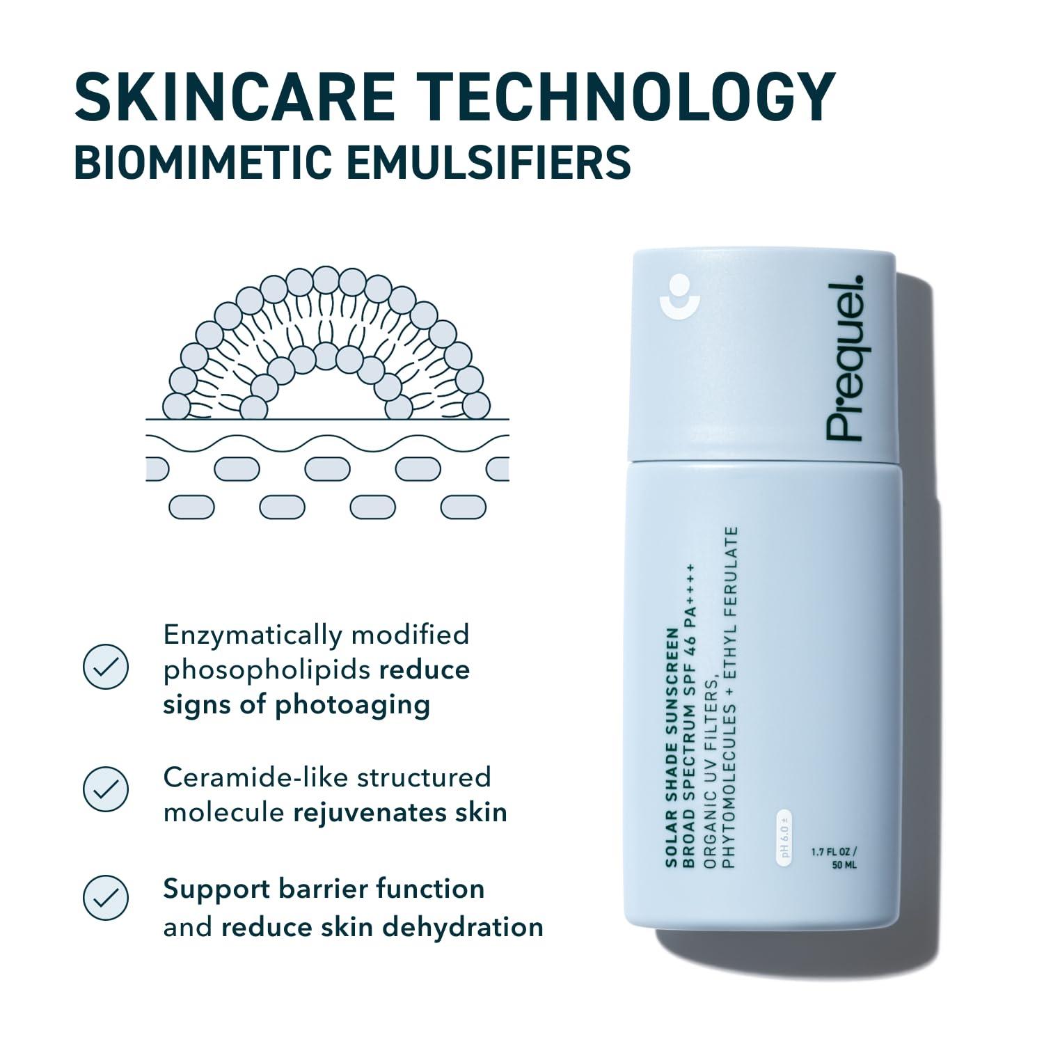 image:imagePrequel Skin Solar Shade Moisturizing Face Sunscreen SPF 46 PA Broad Spectrum UV Protection Hydrating Sunblock for Dry Skin Lightweight Travel Size Sun Protection 17oz17 Fl Oz Pack of 1