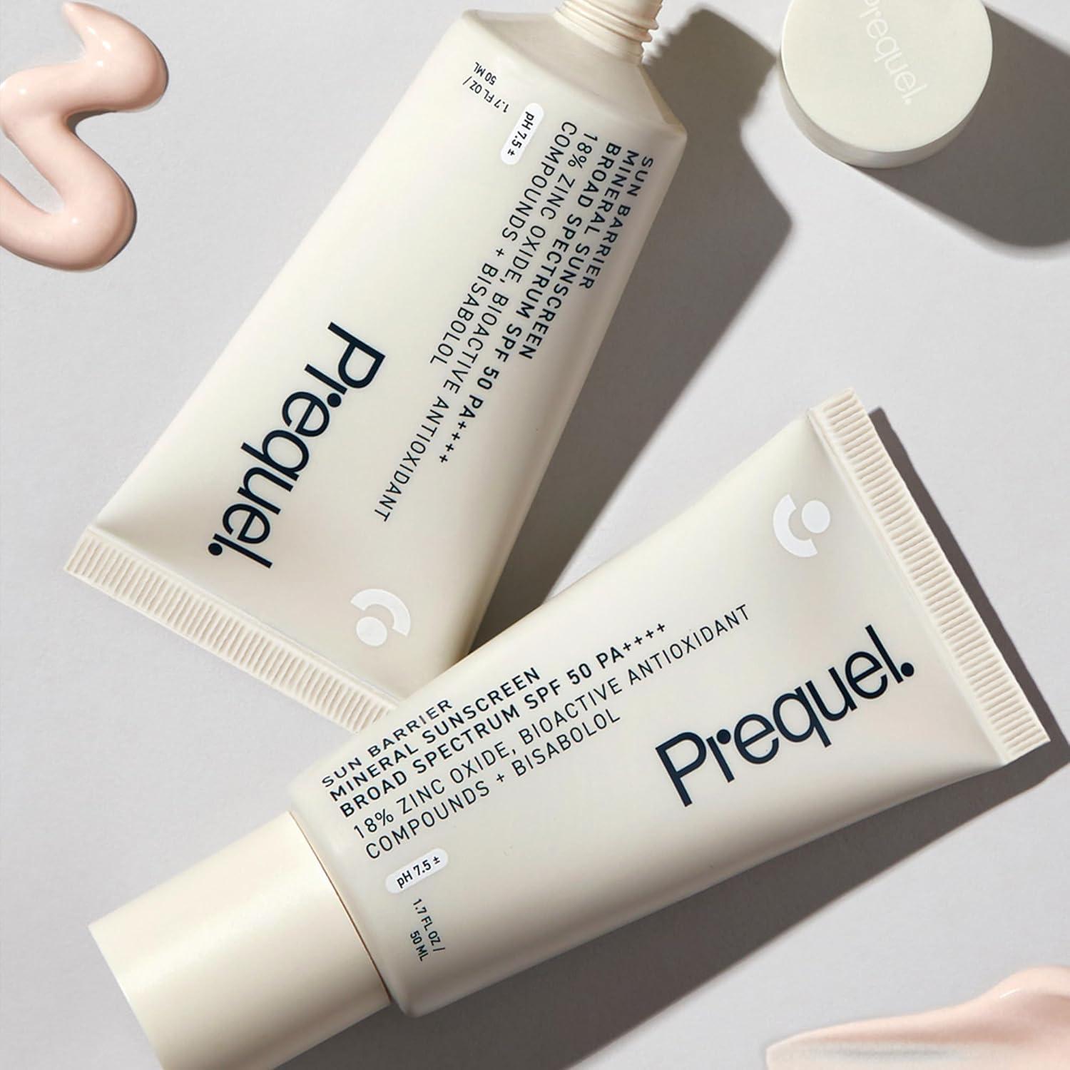 image:imagePrequel Skin Sun Barrier Mineral Sunscreen SPF 50 PA Broad Spectrum Zinc Oxide Sunblock with SemiTransparent Lightweight Texture Moisturizing UV Defense for Face Travel Size 17oz