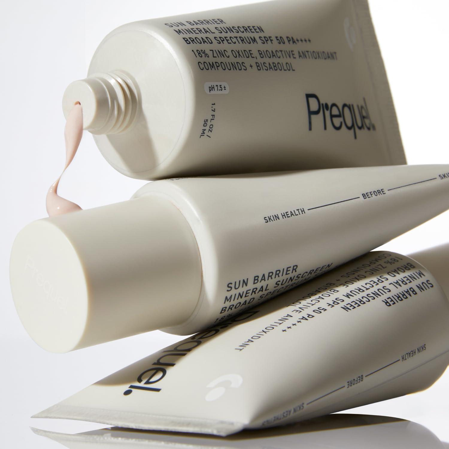 image:imagePrequel Skin Sun Barrier Mineral Sunscreen SPF 50 PA Broad Spectrum Zinc Oxide Sunblock with SemiTransparent Lightweight Texture Moisturizing UV Defense for Face Travel Size 17oz
