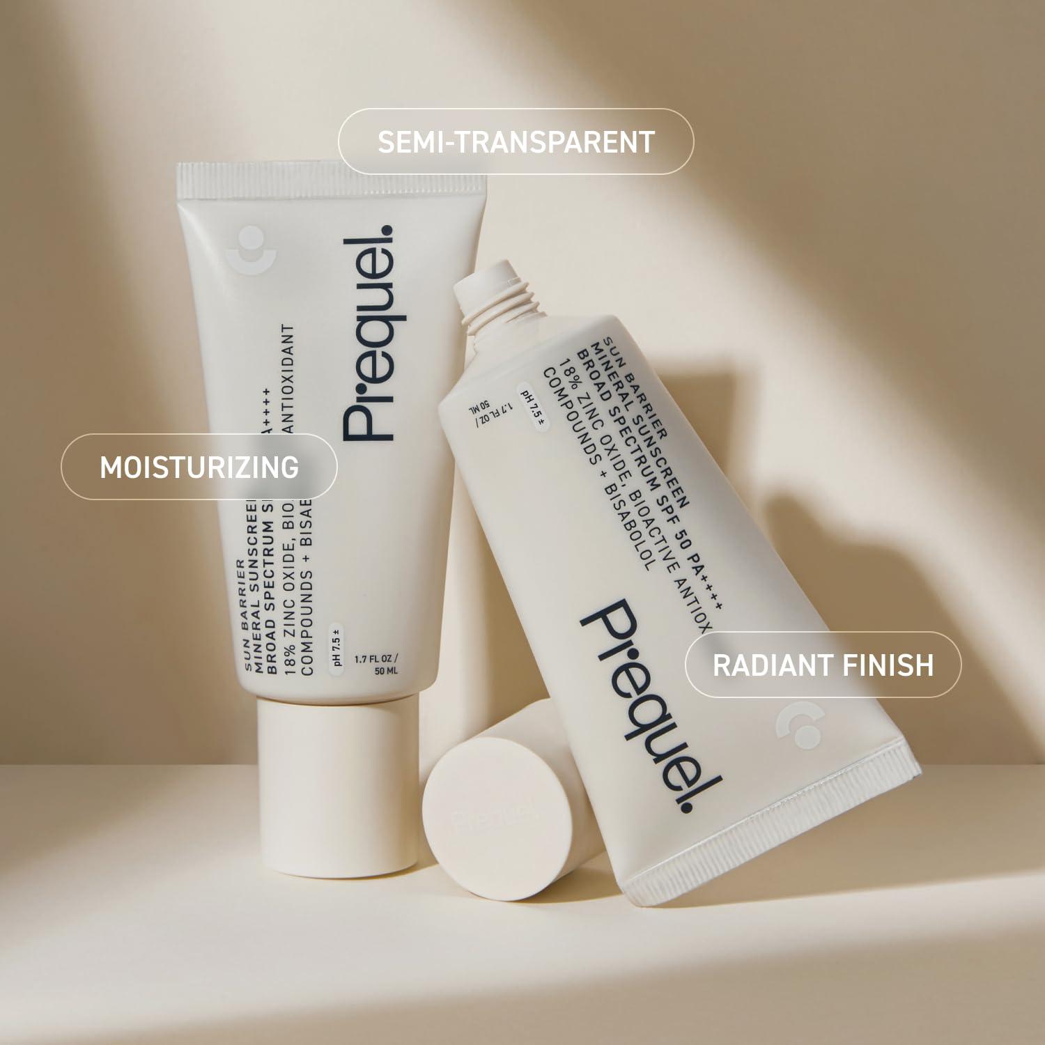 image:imagePrequel Skin Sun Barrier Mineral Sunscreen SPF 50 PA Broad Spectrum Zinc Oxide Sunblock with SemiTransparent Lightweight Texture Moisturizing UV Defense for Face Travel Size 17oz