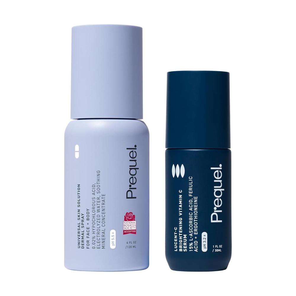 image:imagePrequel LucentC Vitamin C Serum with 15 LAscorbic Acid and Ferulic Acid and Barrier Boost Moisturizer with Ceramides and Peptides Bundle