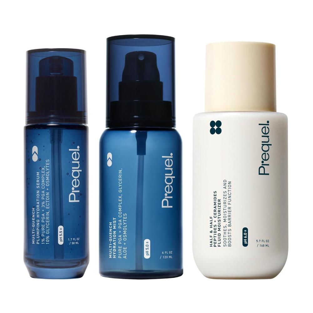 image:imagePrequel Skin Hydration Skincare Set  MultiQuench Hydration Mist Plumping Hydration Serum amp Half and Half Fluid Moisturizer  Daily Face Care Routine for All Skin Types